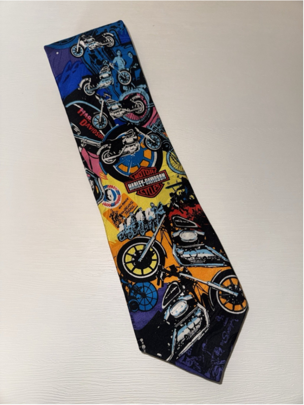Vintage Harley Davidson 90th Anniversary Ralph Marlin Motorcycle Tie Biker